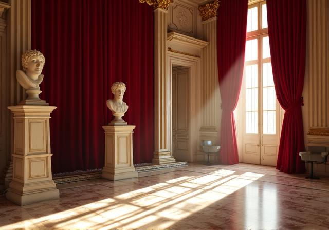 Interno maestoso dell'accademia con riferimenti classici