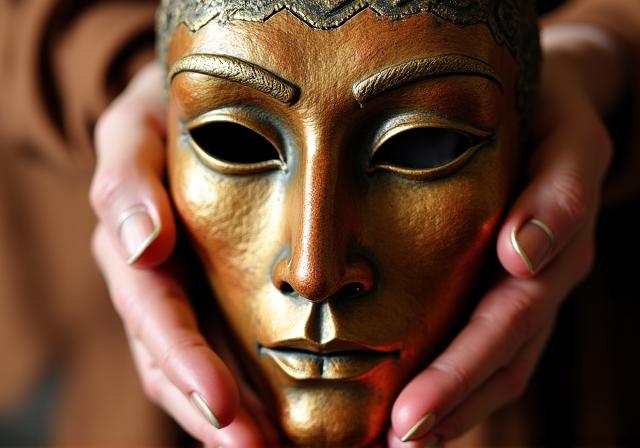 Attore con maschera teatrale greca